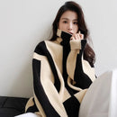 Striped Oversize Knitted Turtle Neck Sweater
