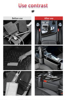Premium Car Seat Gap Organizer Textured Pu Leather Front Seat Storage Bag with Cup Holder Auto Center Console Crevice Filler, ibuyxi.com