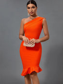 Orange Mermaid Midi Bandage Bodycon Dress, ibuyxi.com