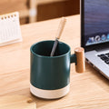 360ml Wooden Handle Mug Ceramic Cup with Lid, ibuyxi.com