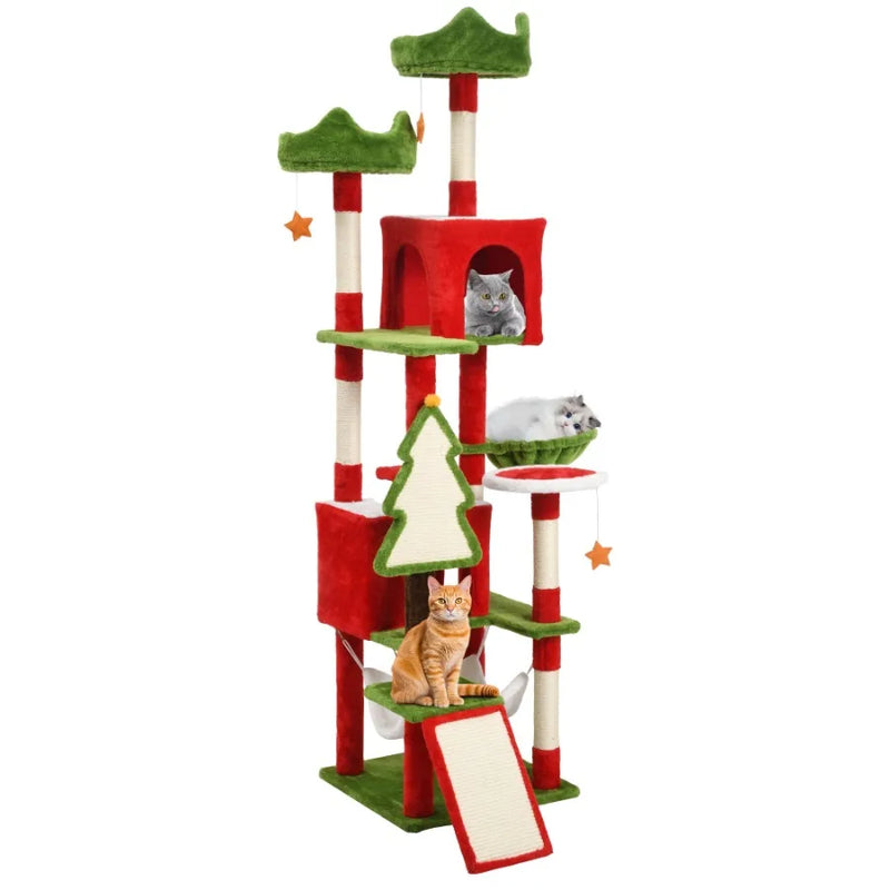 Cozy Holiday Multi Level Cat Tower