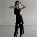 Ruffle Halter V Neck Hot Backless Mini Dress - view 8