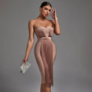 Elegant Tassel Strapless Bandage Dress, ibuyxi.com