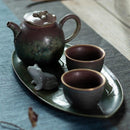 Simple Tea Set With Lotus Pond Design - view 3