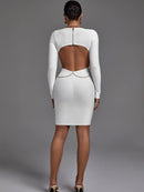 Gorgeous White Long Sleeve Bodycon Elegant Dress, ibuyxi.com