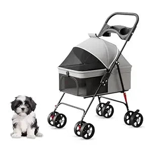 Mesh Canopy Foldable Pet Stroller