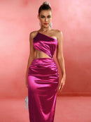 Luxury Stain Cut Out One Shoulder Maxi Dress, ibuyxi.com