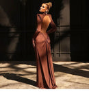 Pleated Backless Fishtail Skirt Maxi Dress