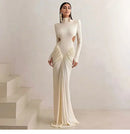 Pleated Backless Fishtail Skirt Maxi Dress