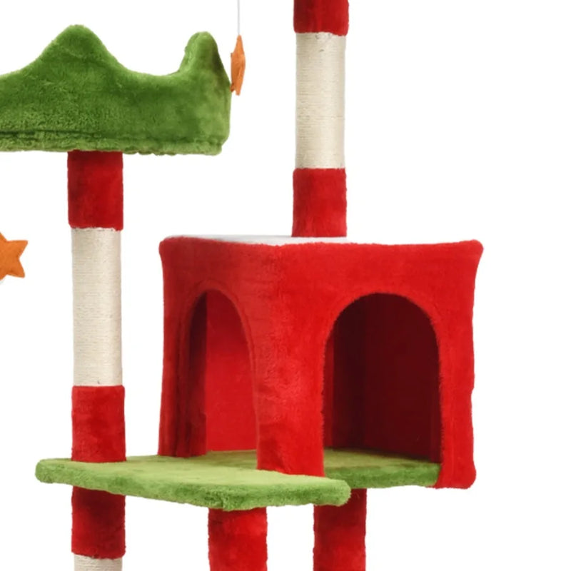 Cozy Holiday Multi Level Cat Tower