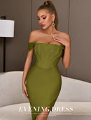 Off-Shoulder Bodycon Evening Runway Midi Dress, ibuyxi.com
