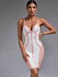 Elegant Pink Mesh Insert Bodycon Dress, ibuyxi.com