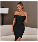 Off-Shoulder Bodycon Evening Runway Midi Dress, ibuyxi.com