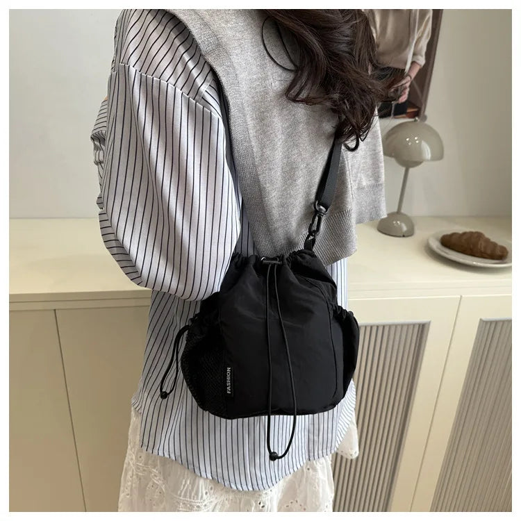 Nylon Drawstring Bucket Bag