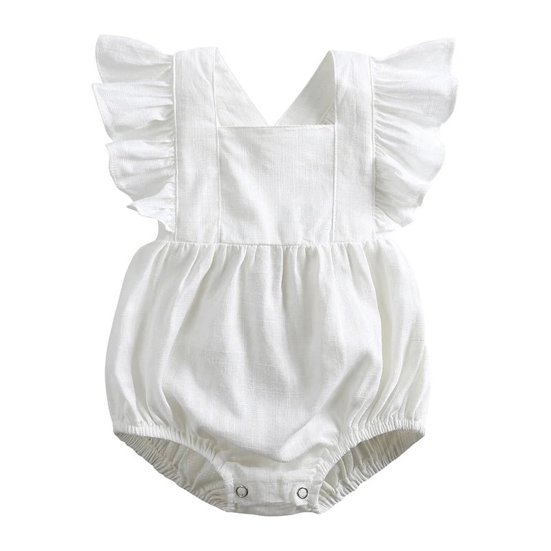 Linen Ruffles Baby Romper