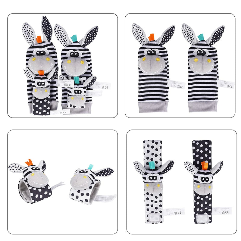 Cute Animals Wrist Rattle and Foot Finder Socks