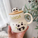 Cute Cartoon Panda Coffee Mug Lid & Spoon, ibuyxi.com
