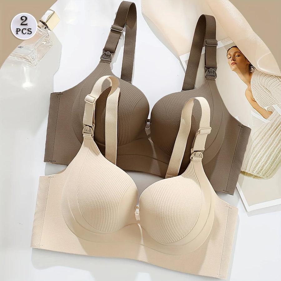 Soft Seamless Nursing Bra Set – Elegant Gathered Support