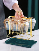 Amber and Golden Color Cup Set with Hanging Tray, ibuyxi.com