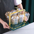 Amber and Golden Color Cup Set with Hanging Tray, ibuyxi.com