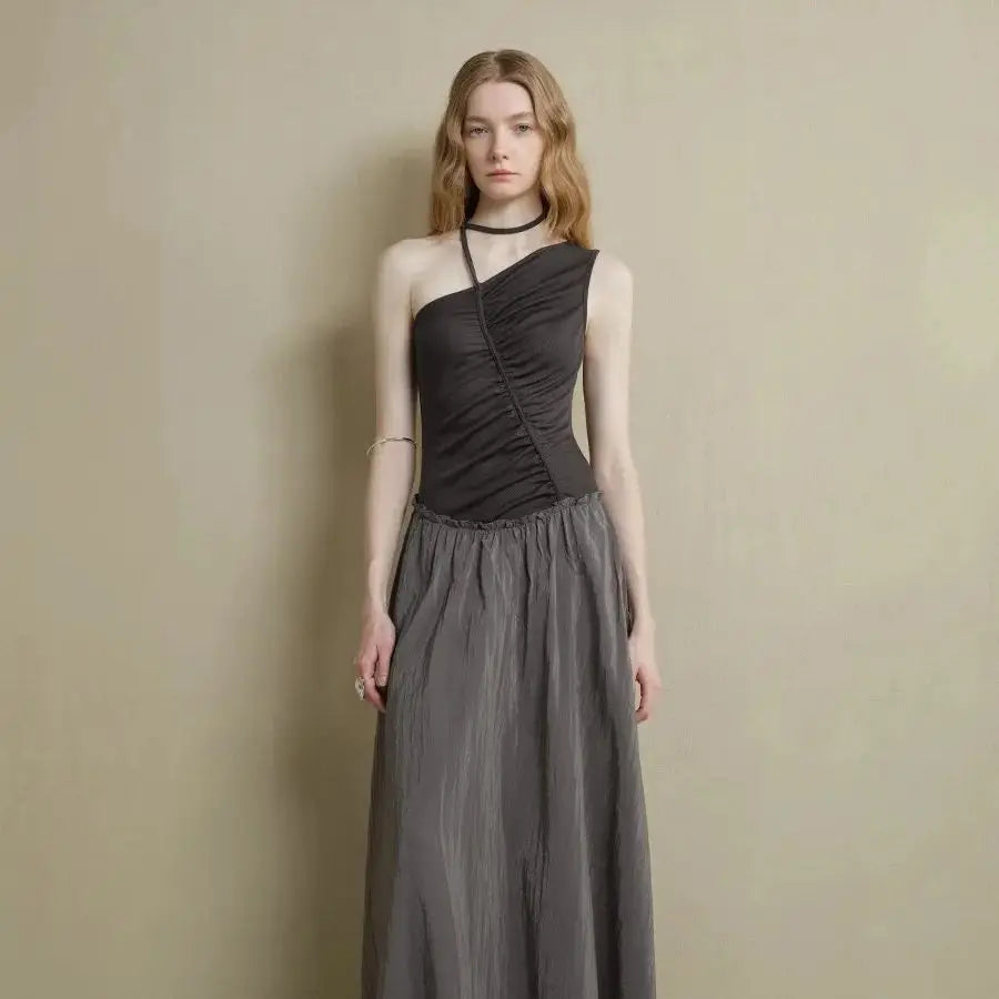 Boho Two Tone Asymmetrical Maxi Dress