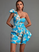 Jacquard Ruffle Evening Party Dress