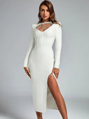Crystal Long Bandage Evening Dress