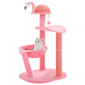 Flamingo Pink Cat Tower with Hammock