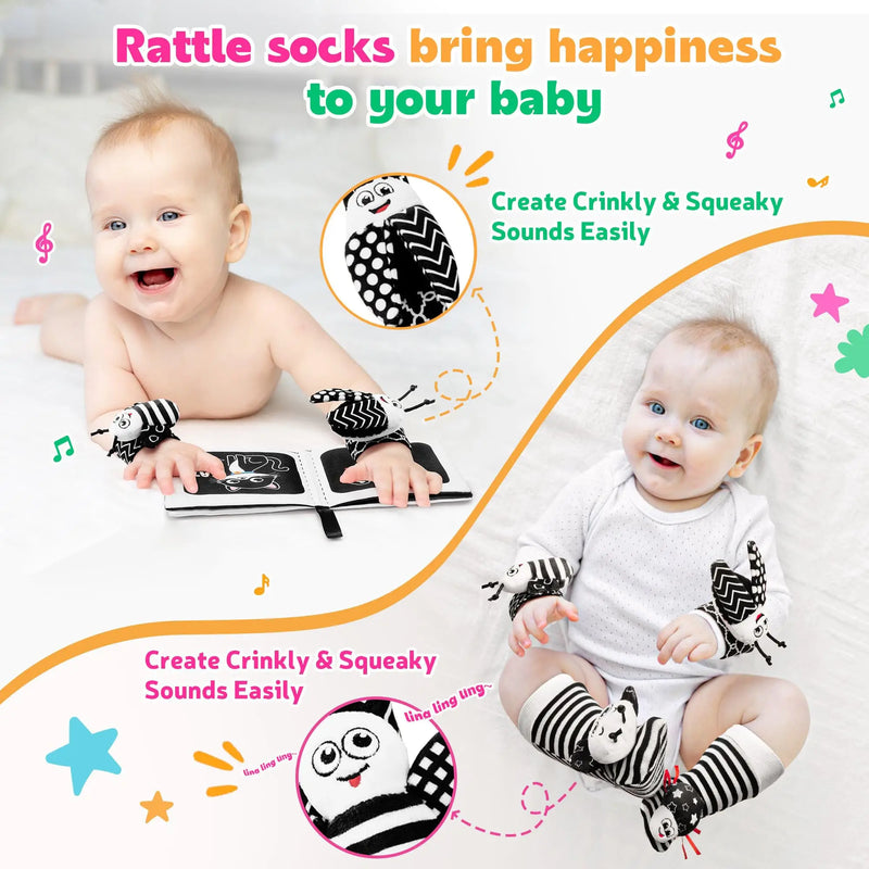 Cute Animals Wrist Rattle and Foot Finder Socks