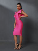 Elegant Bodycon Ruffle Pink Bodycon Dress, ibuyxi.com