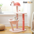 Flamingo Pink Cat Tower with Hammock
