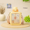 Cute Flat Bottles with Straw and Strap - view 2
