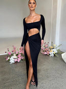 Mozision Autumn Hollow Out Long Sleeve Dress, iBuyxi.com