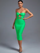 Cut Out Midi Bandage Green Bodycon Dress, ibuyxi.com