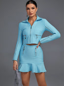 Two Piece Bandage Set with Jacket and Skirt, ibuyxi.com