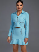 Two Piece Bandage Set with Jacket and Skirt, ibuyxi.com