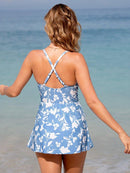 Ruched Cross Back Swim Dress For Women Sexy V-neck A-line One-piece Swimsuit Beach Dress 2023 Beach Swimwear Bathing Suits, ibuyxi.com