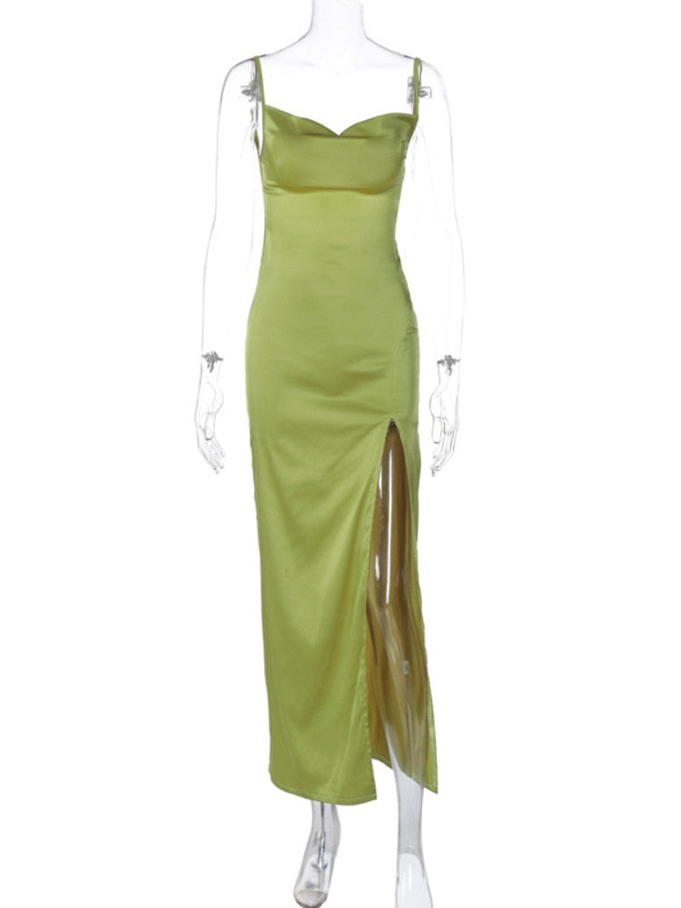 Spaghetti Strap Sleeveless and Backless Split Dress, iBuyxi.com