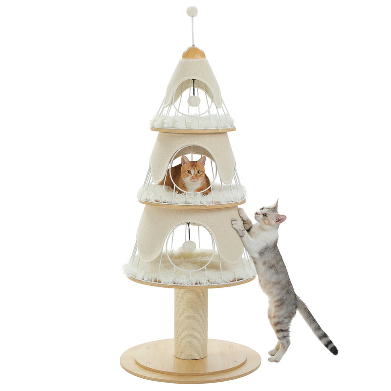 Three Tier Holiday Pine Cat Tree
