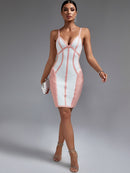 Elegant Pink Mesh Insert Bodycon Dress, ibuyxi.com