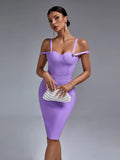 Elegant Lilac Spaghetti Strap Bodycon Dress, iBuyxi.com
