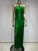 Backless Tassel Green Maxi Dress