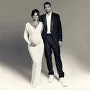 Draped Neck Maternity Bodycon Maxi Dress