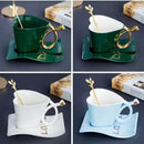 Retro Heart-Shape Ceramic Coffee Mug Set, ibuyxi.com