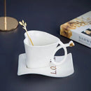 Retro Heart-Shape Ceramic Coffee Mug Set, ibuyxi.com
