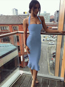 Blue Mermaid Halter Neck Bandage Dress, ibuyxi.com