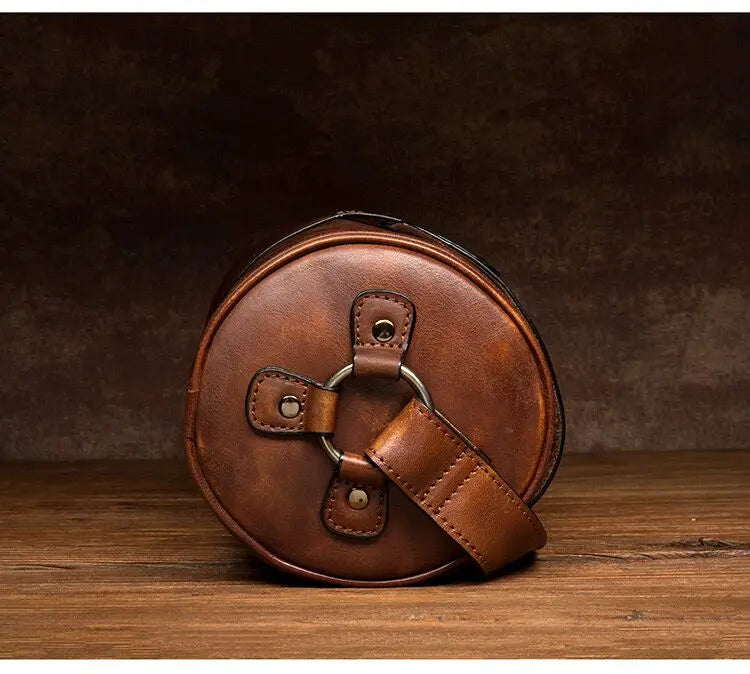 Round Vintage Leather Satchel
