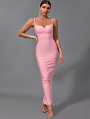 Elegant Fashion Maxi Pink Bandage Dress - view 7