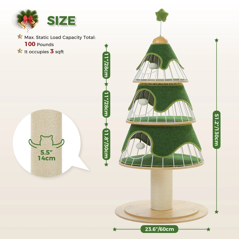 Three Tier Holiday Pine Cat Tree