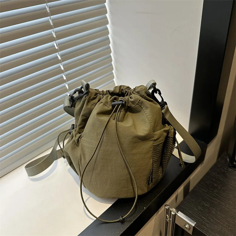 Nylon Drawstring Bucket Bag